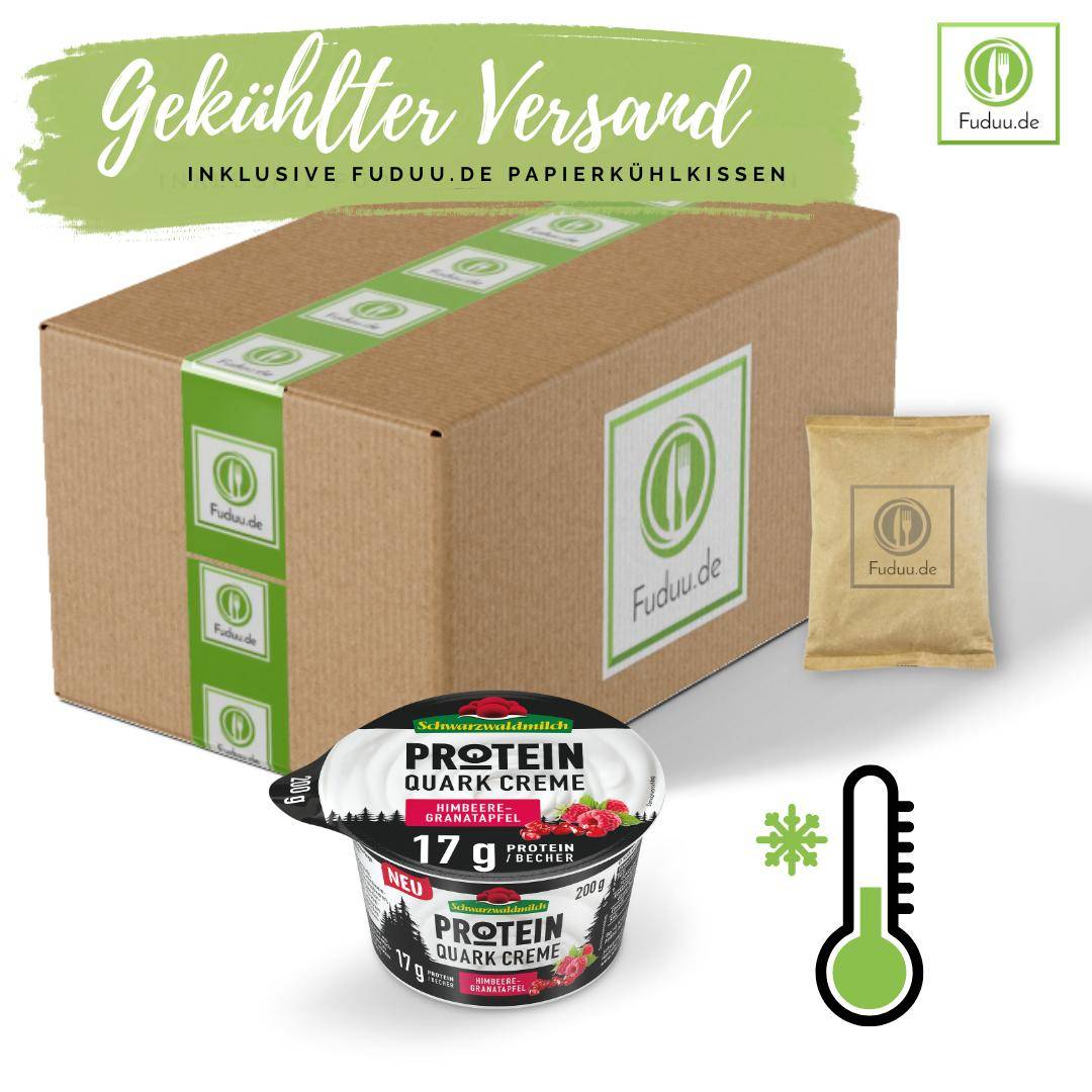Schwarzwaldmilch - Protein Quark Creme "Himbeere-Granatapfel" 0,2%, 8 x 250 g Becher