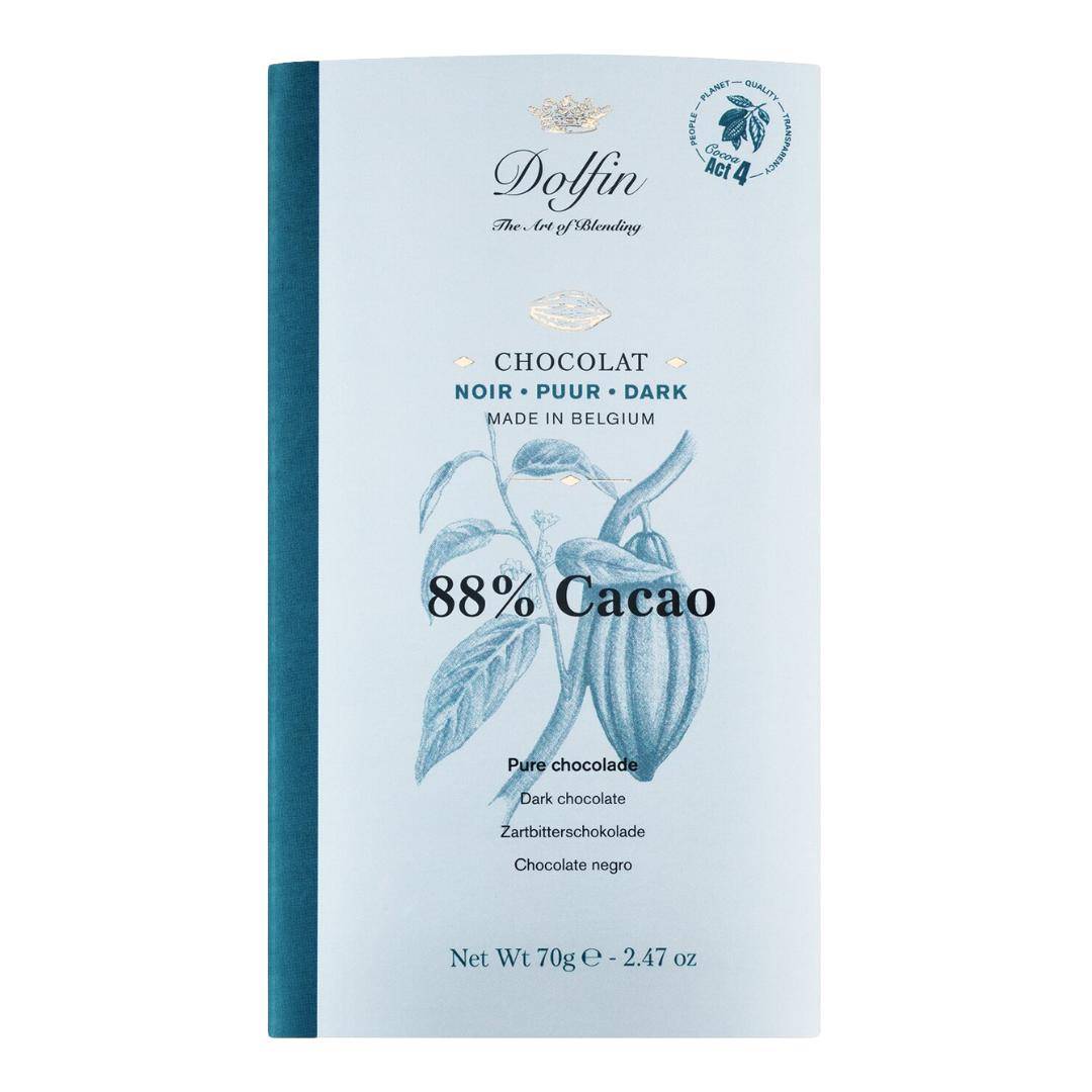 Dolfin - Zartbitterschokolade 88%, 70 g Stück