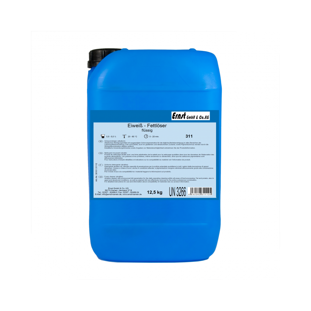 Ernst - Eiweiß- und Fettlöser, flüssig, 311, 12,5 kg Kanister Ernst - Eiweiß- und Fettlöser, flüssig, 311, 12,5 kg Kanister