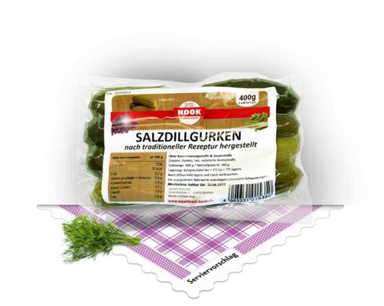 Hook - Salzdillgurken, 6 x 400 g Beutel