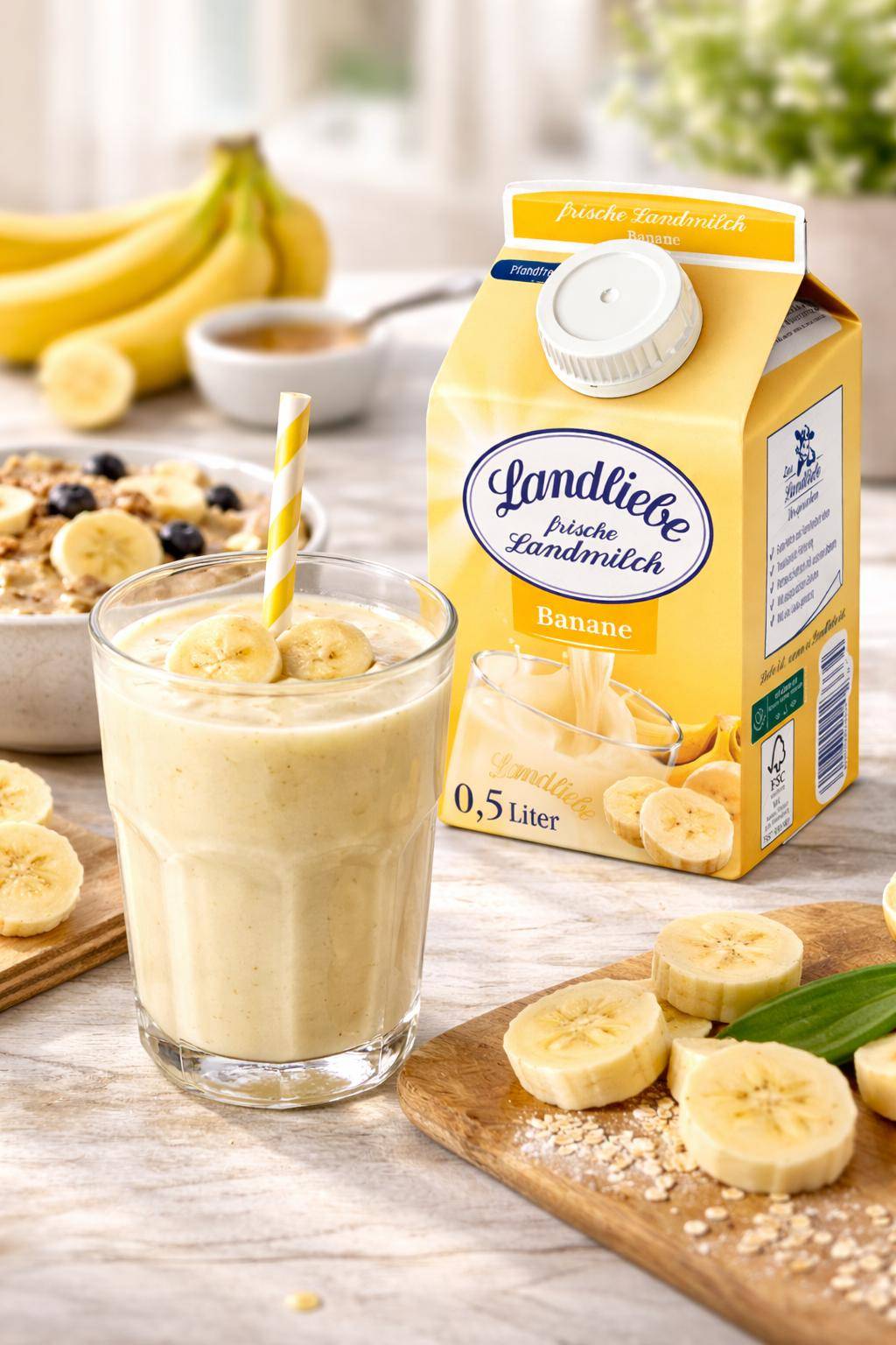 Landliebe - Frische Landmilch Banane 1,5%, 10 x 500 ml