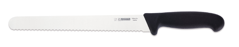 Giesser - Wurst- und Schinkenmesser, Wellenschliff, schwarz, 25 cm, 7705 w 25