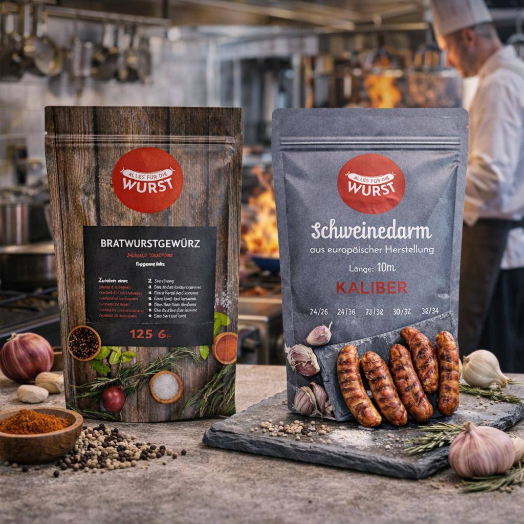Alles für die Wurst - Bratwurstgewürz, 125 g Beutel + Darm