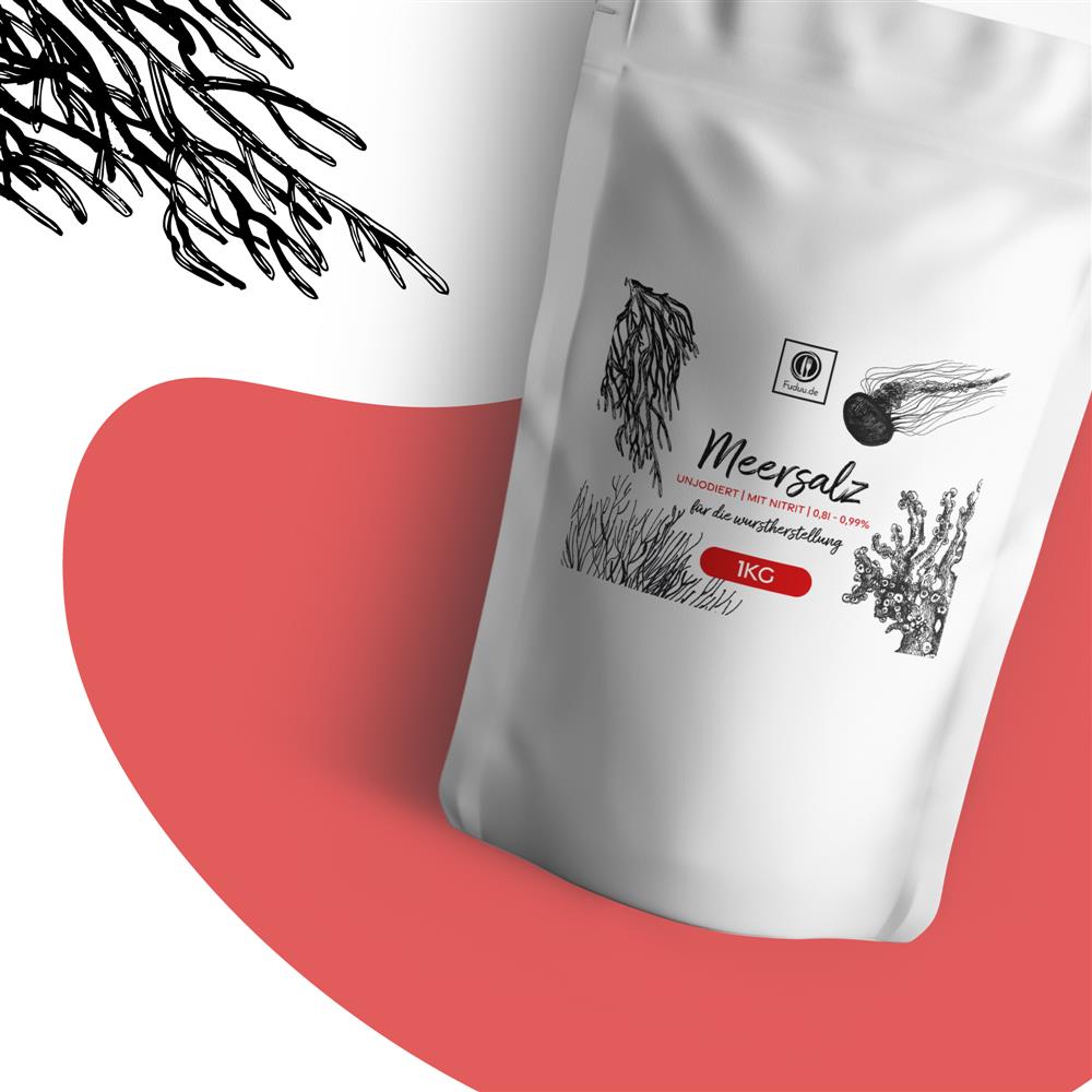 Fuduu.de - Nitritsalz / Pökelsalz mit Meersalz, 0,9%, 1 kg Beutel