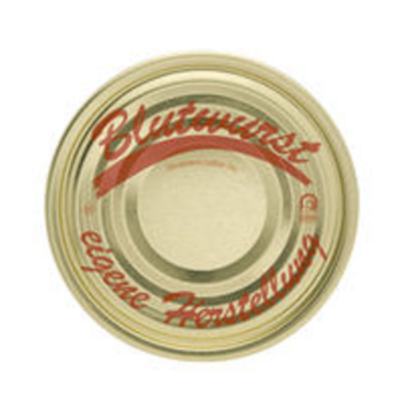 Fuduu.de - Weißblech Dosendeckel, 73 mm, 100 Stück, Aufdruck: Blutwurst Fuduu.de - Weißblech Dosendeckel, 73 mm, 100 Stück, Aufdruck: Blutwurst