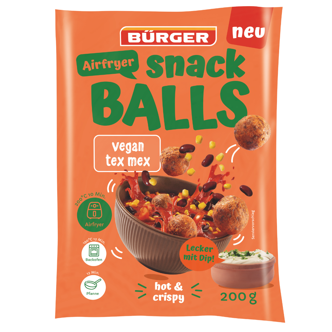 Bürger - Airfryer Snack Balls Vegan TexMex, 200 g Beutel