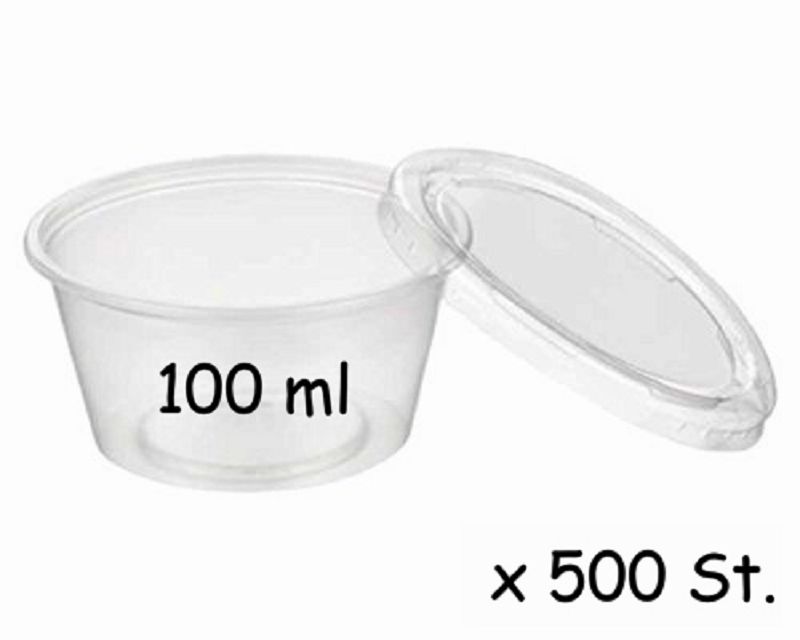 Dressingbecher - 100 ml mit Deckel, 500 Stück Dressingbecher - 100 ml mit Deckel, 500 Stück