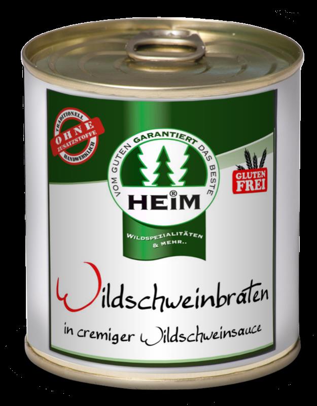 Braten aus der Wildschweinkeule in Wildrahmsauce - 300g Dose