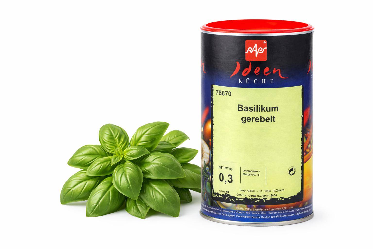 Raps - Basilikum Gerebelt Würzung, 160 g Dose