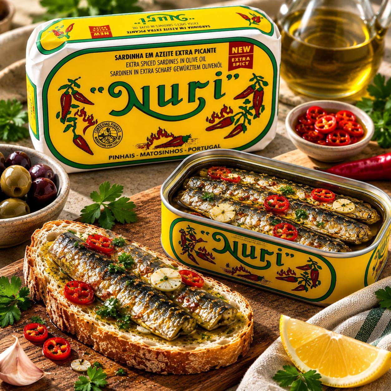 Nuri - Pikante Sardinen in Olivenöl extra scharf, 125 g Dose