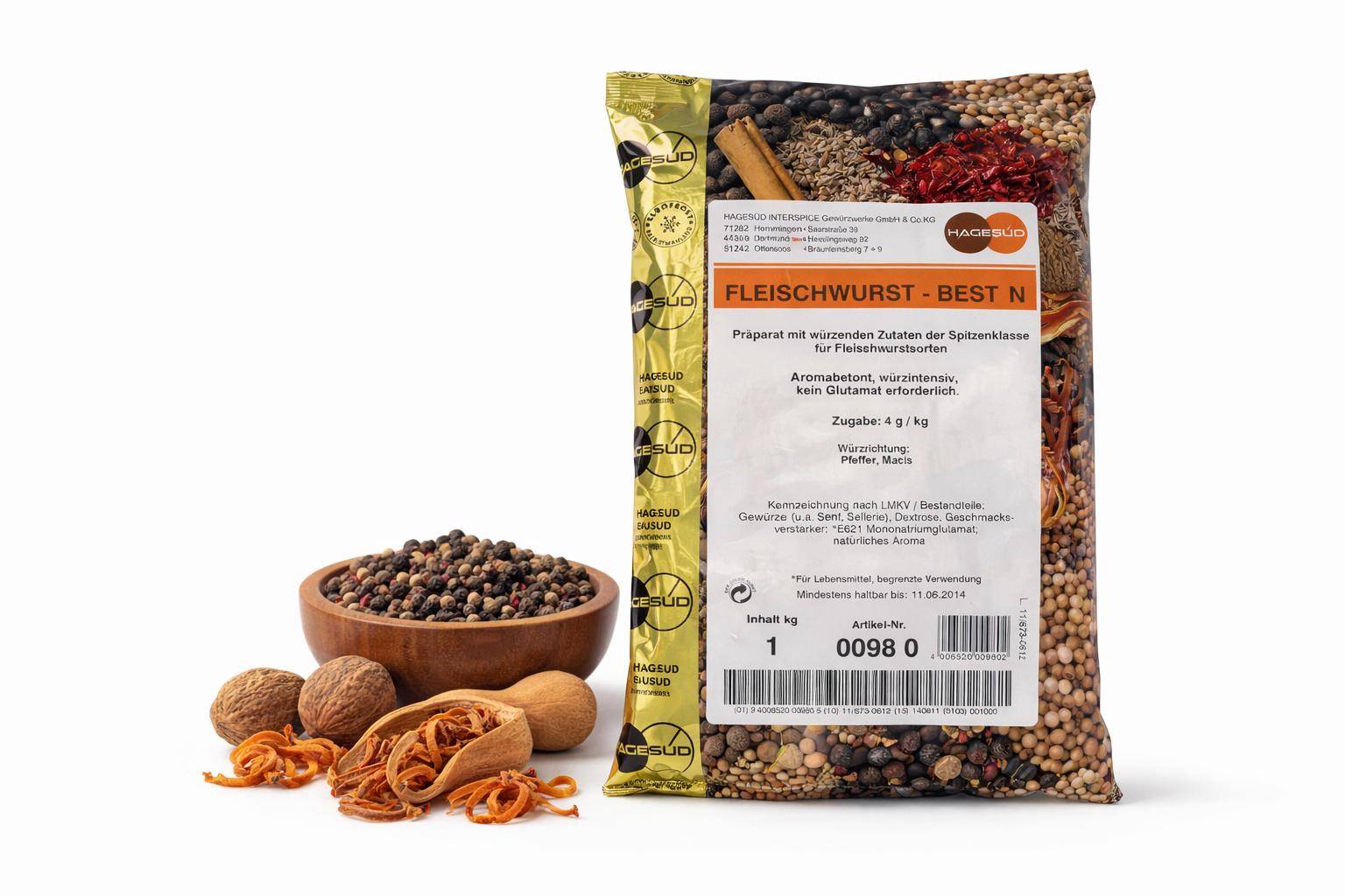 Hagesüd - Fleischwurst Best N, 1 kg Beutel