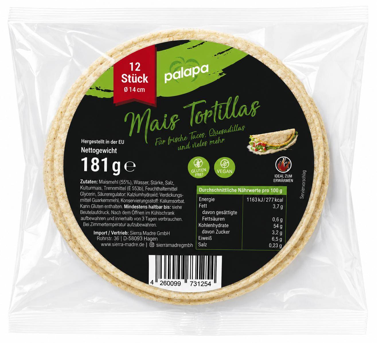 Palapa - Maistortillas, 14 cm , 12 Stück - 2er Pack