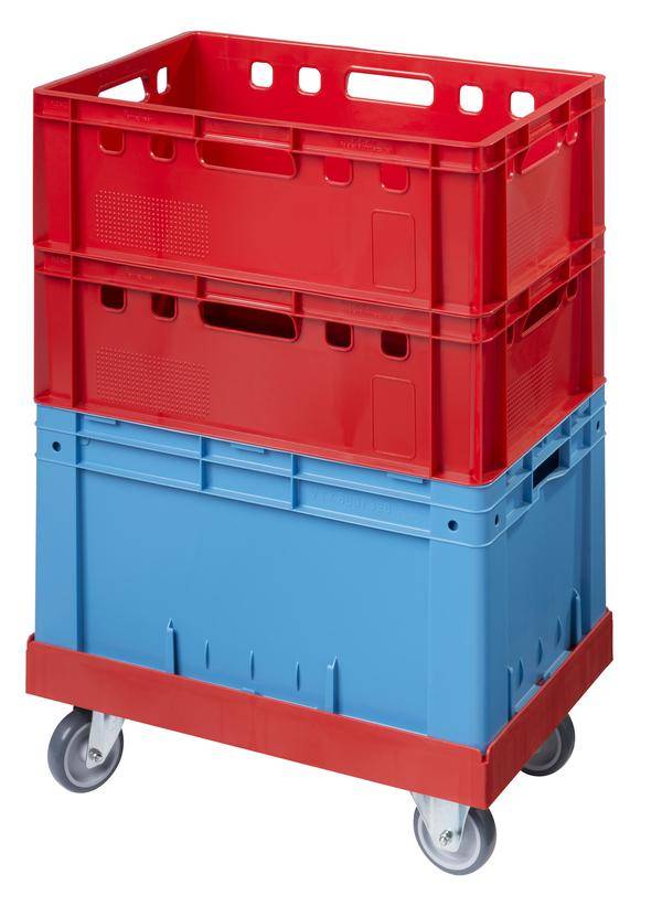 Kunststoff-Transportroller für EuroBoxen "mit Gummibereifung"