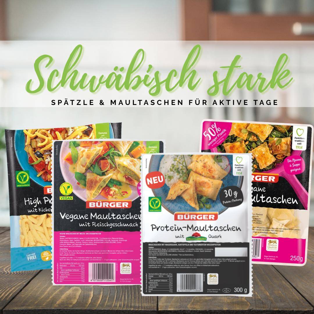 Bürger - "Schwäbisch stark" - Spätzle & Maultaschen für aktive Tage Bürger - "Schwäbisch stark" - Spätzle & Maultaschen für aktive Tage