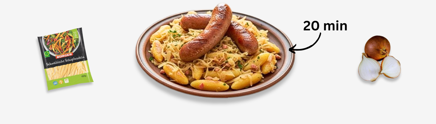 Schupfnudelpfanne mit Sauerkraut & Röstzwiebeln