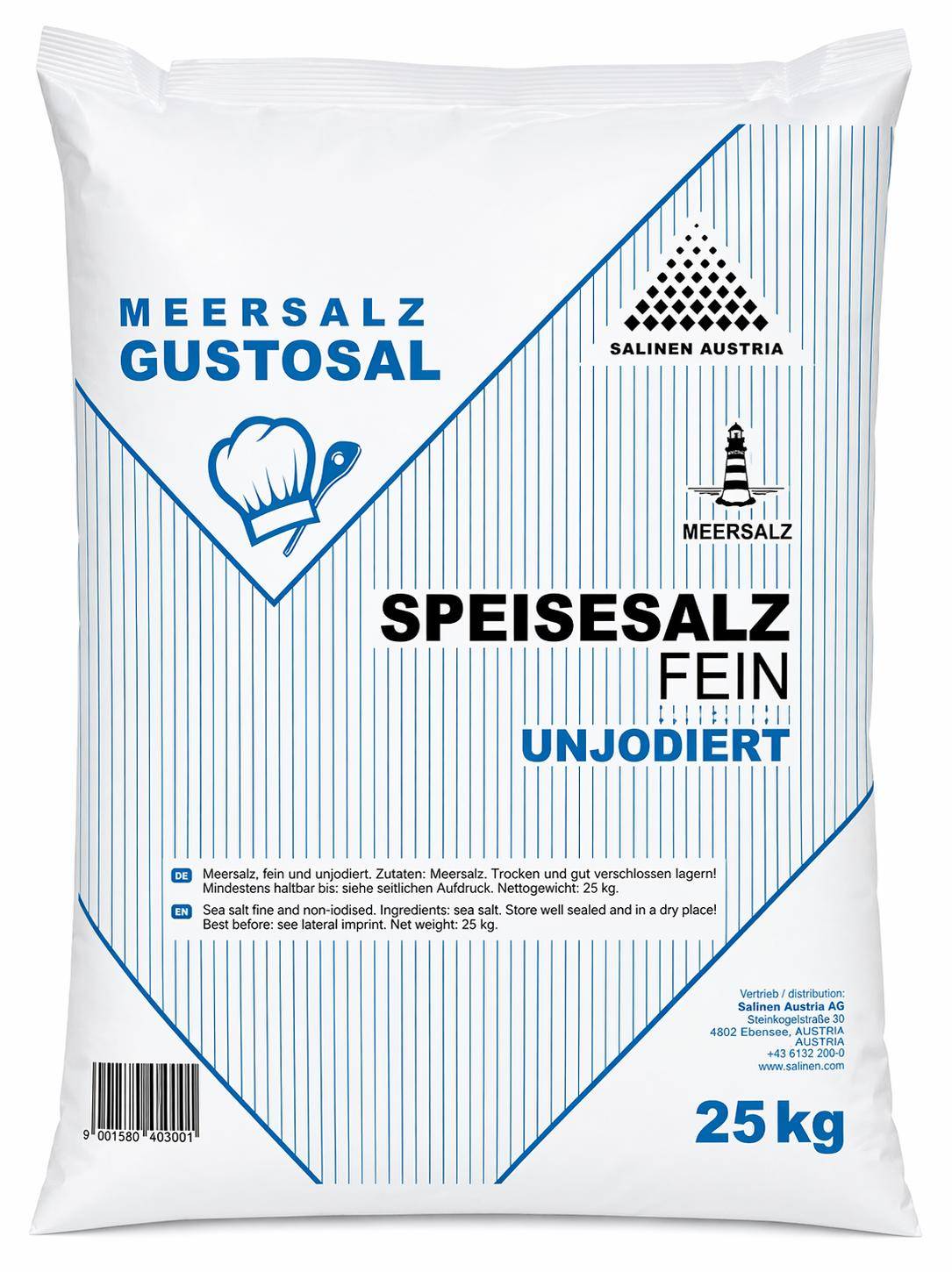 Gustosal - Meersalz fein, 0-1 mm, 25 kg Sack