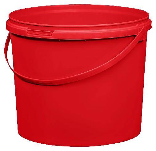 Kunststoff Eimer farbig, 5,5  ltr., mit Deckel, rot