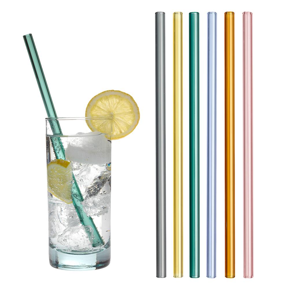 TFA - Trinkhalme aus farbigem Glas, 6 Stück inkl. Reinigungsbürste