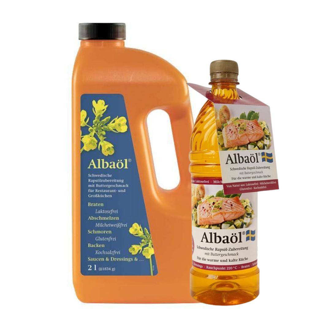 Albaöl Aktion - Rapsöl mit Buttergeschmack, 2 l Flasche + 0,75 l Gratis Albaöl Aktion - Rapsöl mit Buttergeschmack, 2 l Flasche + 0,75 l Gratis