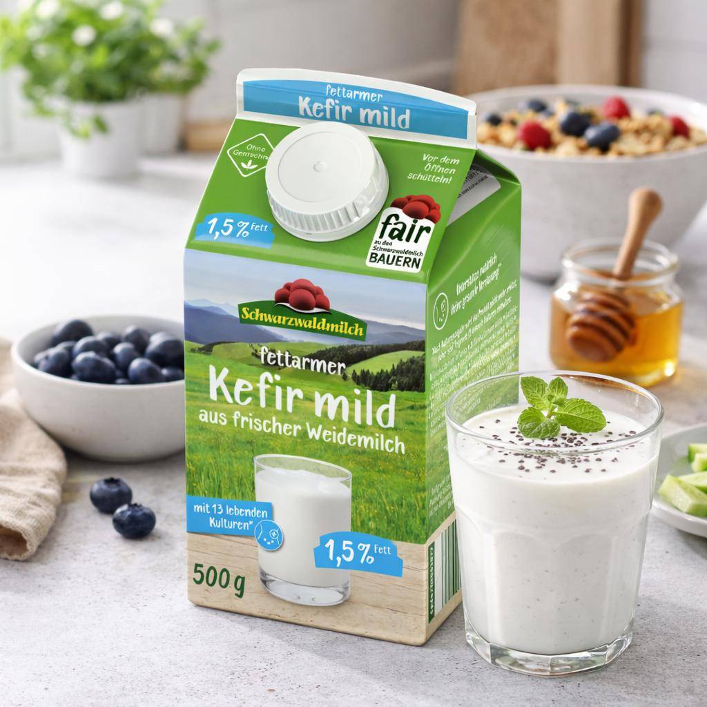 Schwarzwaldmilch - Weide fettarmer Kefir mild, 1,5%, 10 x 0,5 Liter