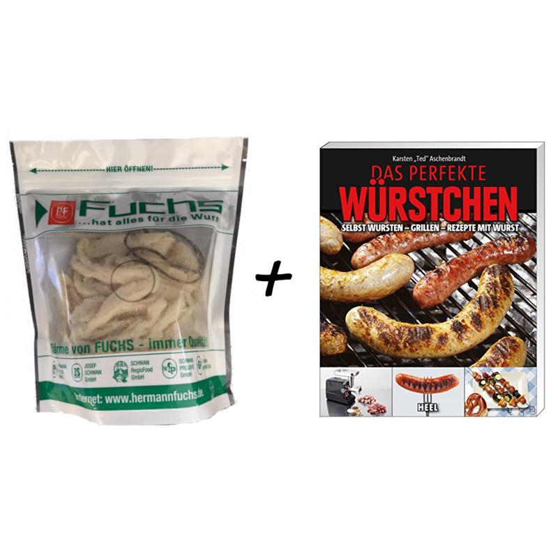 SET - Deutscher Schweinedarm, Kaliber 28/30 mm, 25 Meter + Buch von Heel "Wurst zum selber machen" SET - Deutscher Schweinedarm, Kaliber 28/30 mm, 25 Meter + Buch von Heel "Wurst zum selber machen"