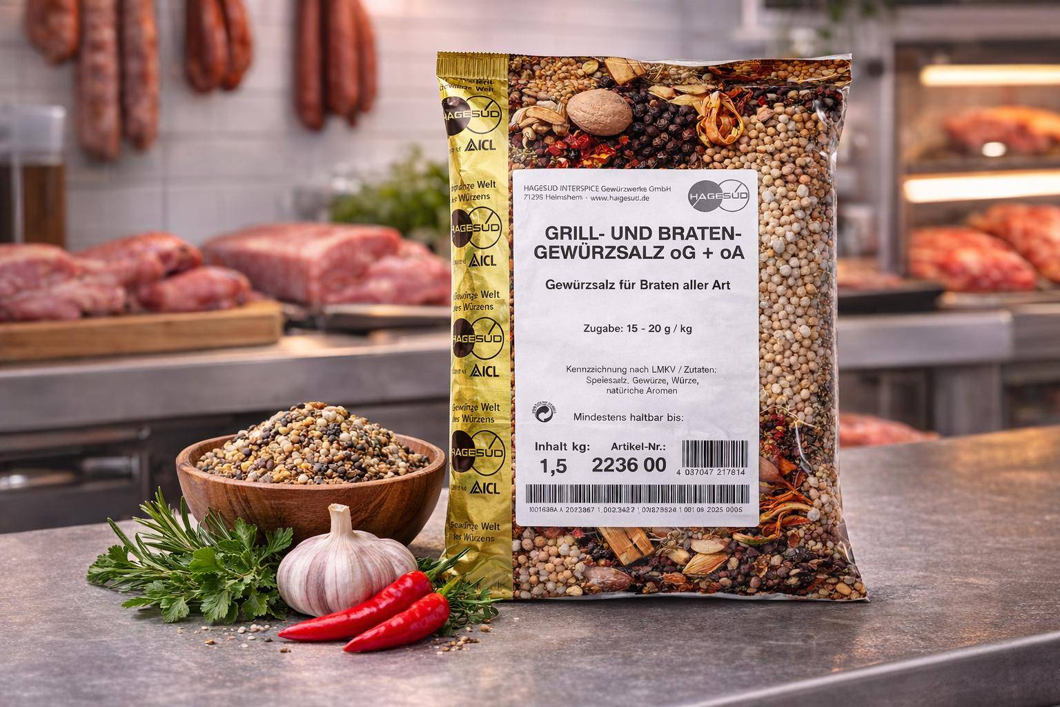 Hagesüd - Grill- und Bratengewürzsalz, 1,5 kg Beutel Hagesüd - Grill- und Bratengewürzsalz, 1,5 kg Beutel