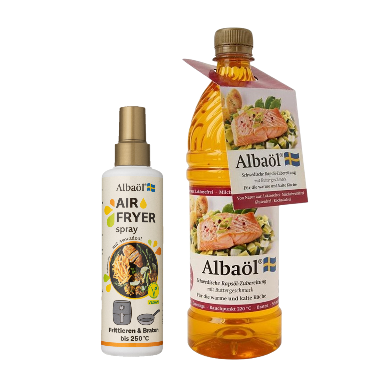 Albaöl -  Air Fryer Spray, 190 ml Flasche + Albaöl, 750 ml Flasche