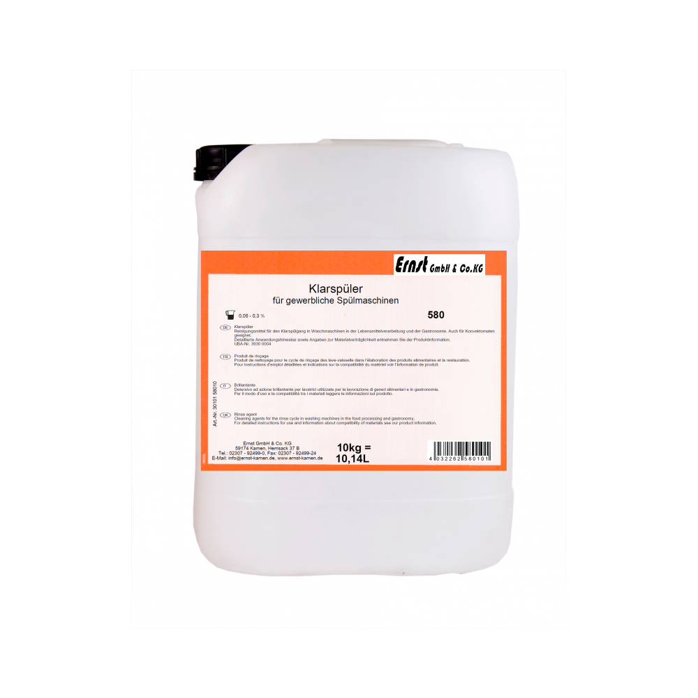 Ernst - Klarspüler, 580, 10 kg Kanister Ernst - Klarspüler, 580, 10 kg Kanister