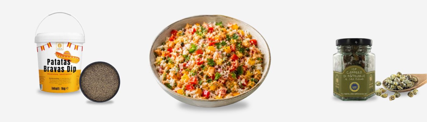 Mediterraner Reissalat mit Patatas-Bravas-Dressing