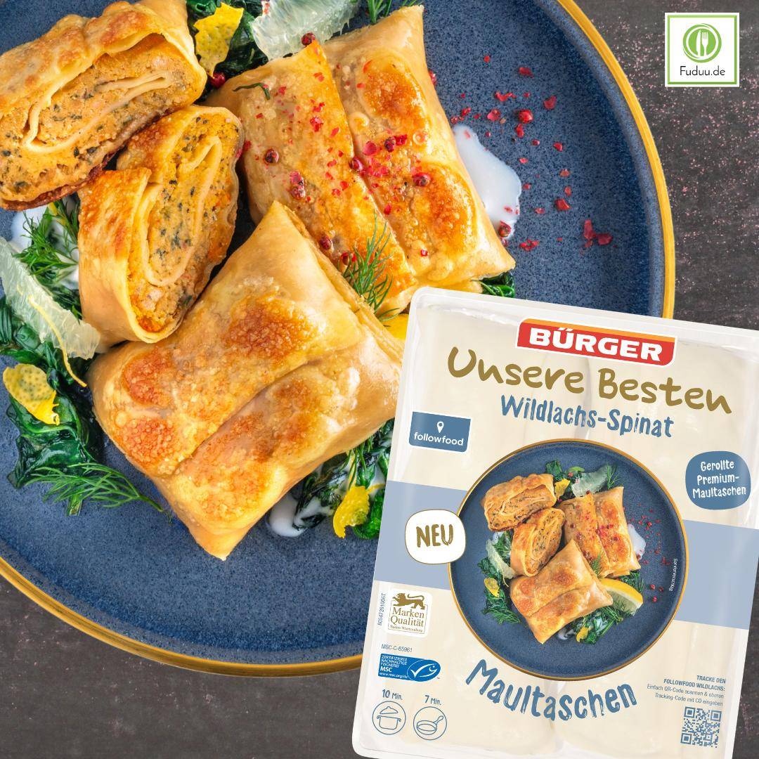 Bürger - "Unsere Besten" Maultaschen mit Wildlachs-Spinat, 340 g Beutel