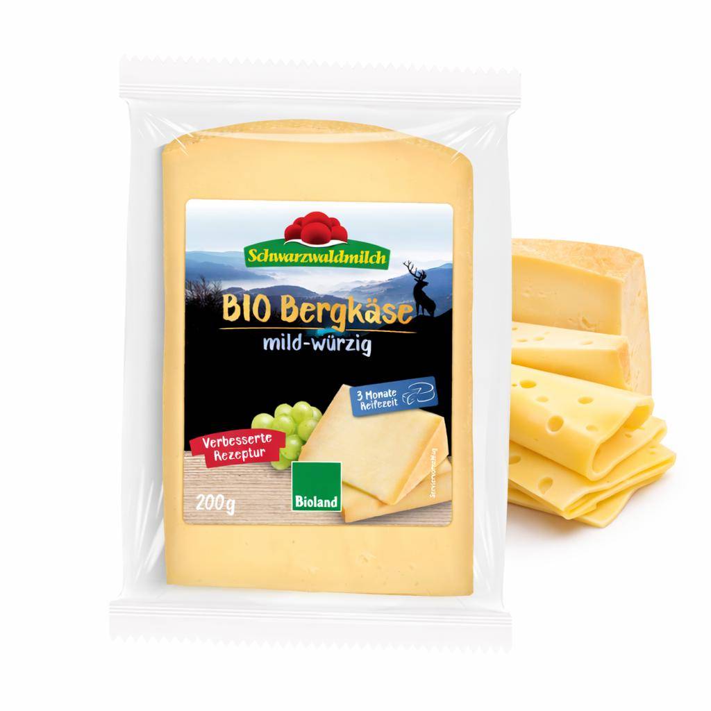 Schwarzwaldmilch - Bioland Bergkäse 45% Fett i.Tr. mild-würzig, 3 Monate gereift, 200 g Stück Schwarzwaldmilch - Bioland Bergkäse 45% Fett i.Tr. mild-würzig, 3 Monate gereift, 200 g Stück