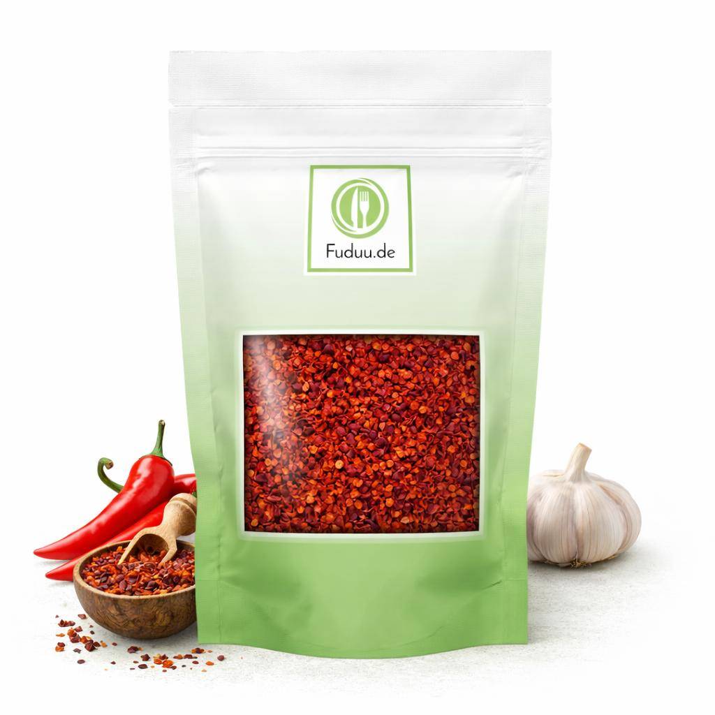 Fuduu.de - Chillies geschrotet ohne Kerne, 250 g Beutel
