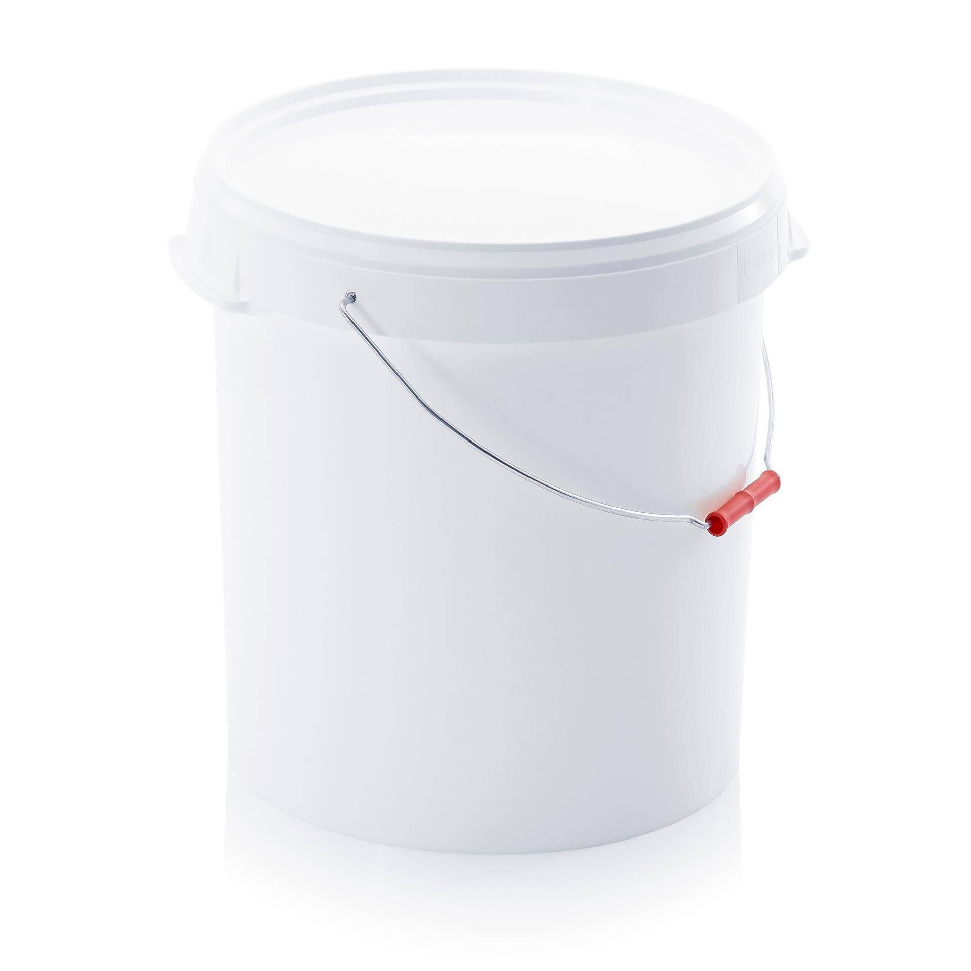 Fuduu.de - Kunststoffeimer mit Deckel, rund, 30 l , weiß, mit Metallbügel