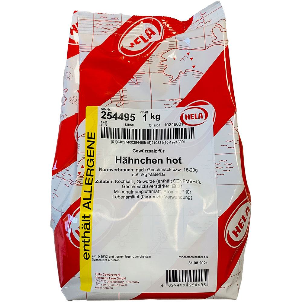 Hela - Hähnchen "Hot" Gewürzsalz, 1 kg Beutel Hela - Hähnchen "Hot" Gewürzsalz, 1 kg Beutel