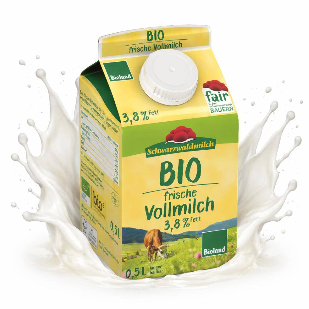 Schwarzwaldmilch - Bioland frische Vollmilch 3,8%, 10 x 0,5 Liter