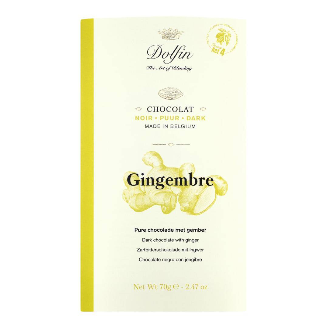 Dolfin - Zartbitterschokolade mit Ingwer, 70 g Stück