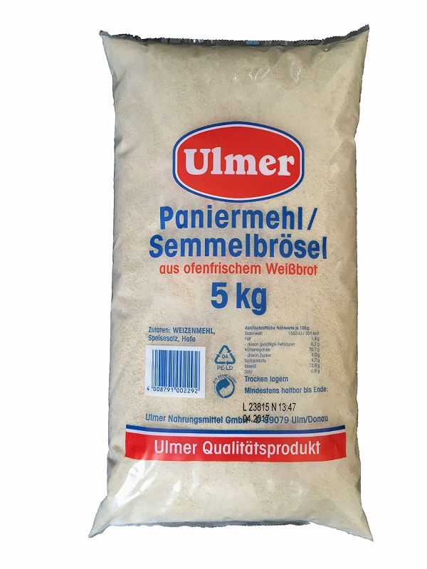 Ulmer - Weckmehl Paniermehl Semmelbrösel, 5 kg Beutel Ulmer - Weckmehl Paniermehl Semmelbrösel, 5 kg Beutel