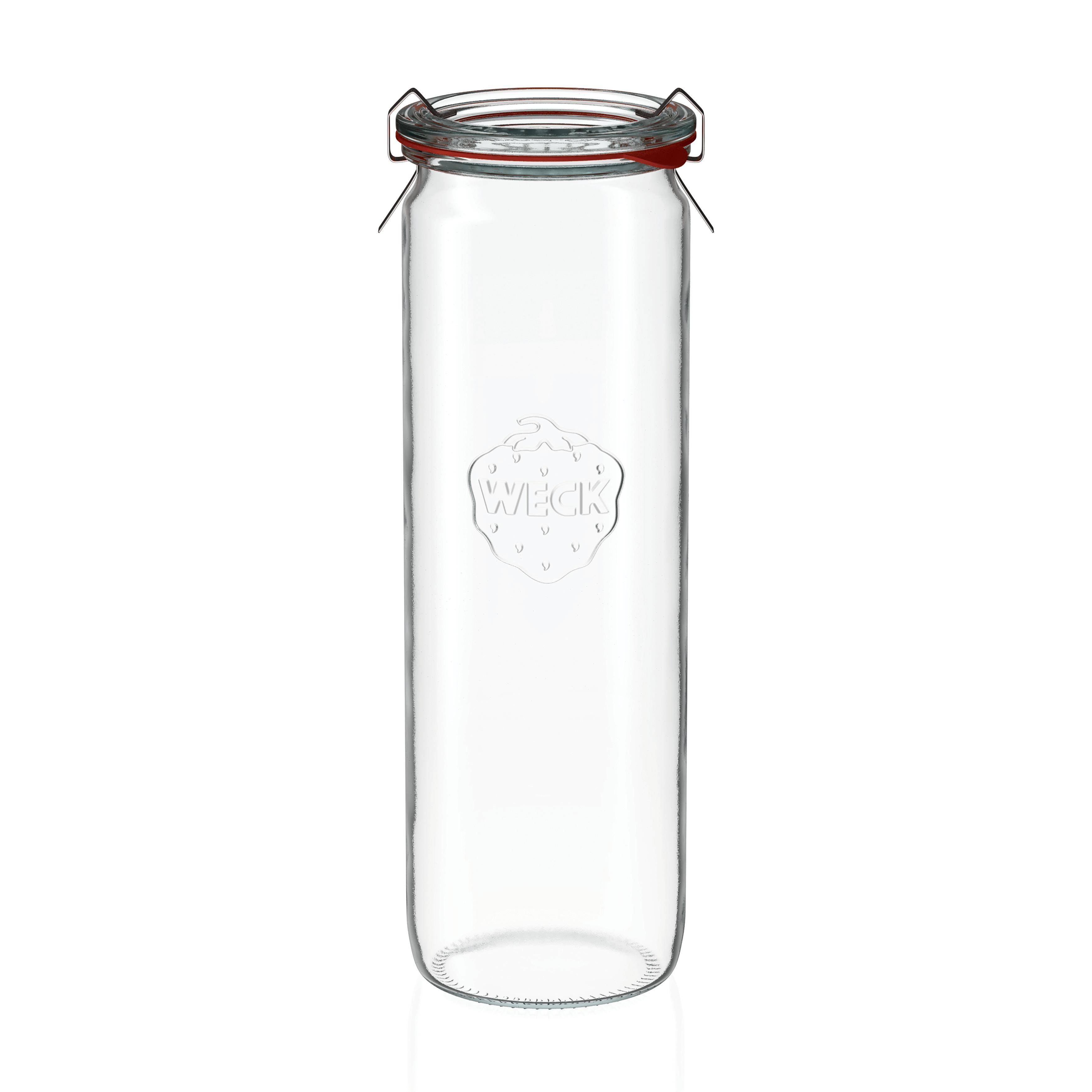 Weck - Zylinderglas mit Deckel, inklusive Dichtungsringen und Klammern, 600 ml, 905, 6 Stück