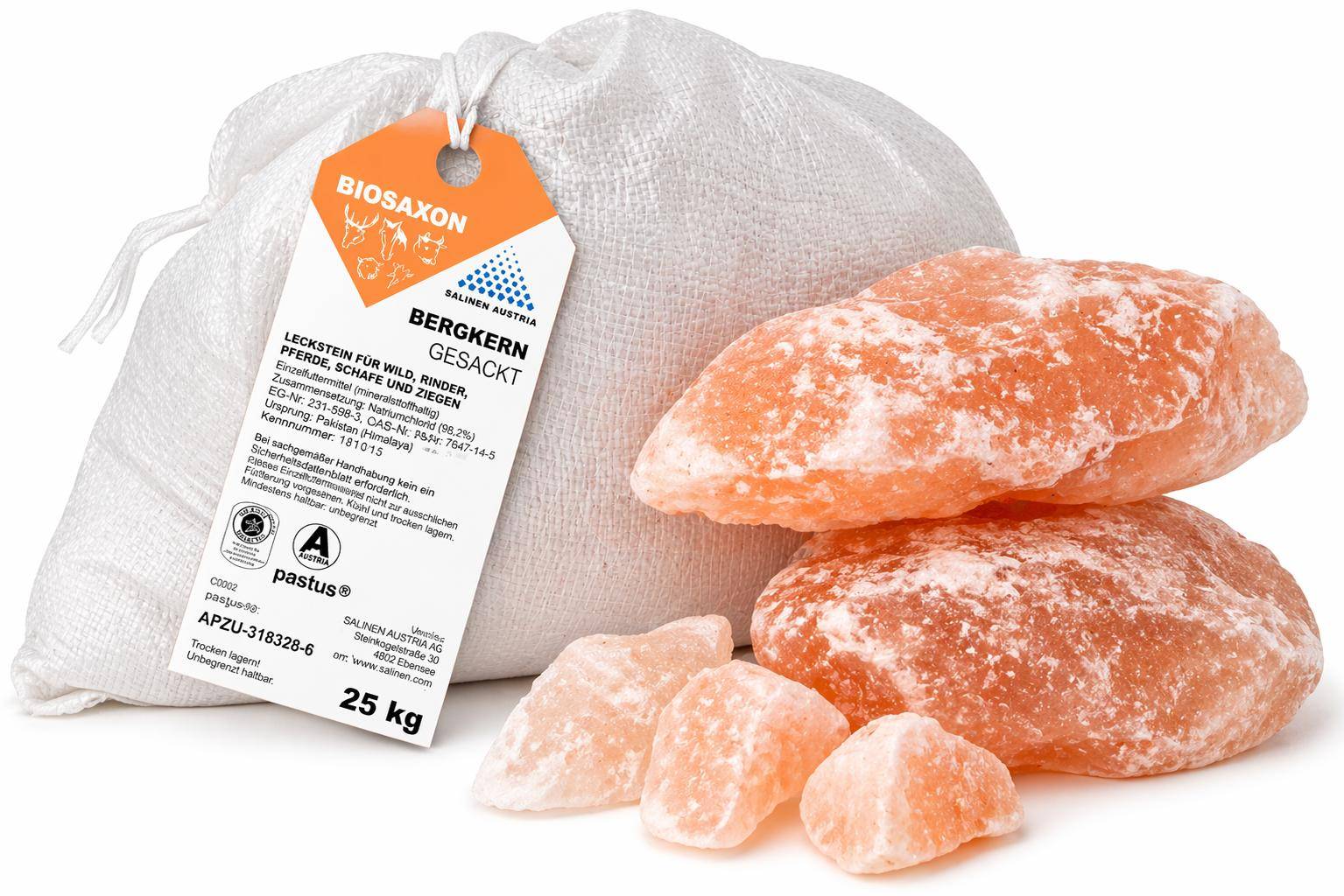 BIOSAXON - Bergkern Naturlecksteine, 25 kg Sack BIOSAXON - Bergkern Naturlecksteine, 25 kg Sack