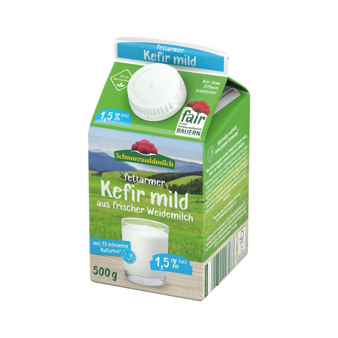 Schwarzwaldmilch - Weide fettarmer Kefir mild, 1,5%, 10 x 0,5 Liter