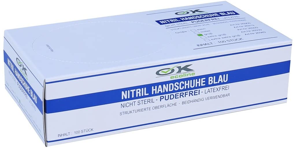 OK ecoline - Nitril Handschuhe, blau, 100 Stück, XXL OK ecoline - Nitril Handschuhe, blau, 100 Stück, XXL