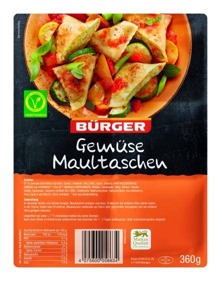 Bürger - Gemüse Maultaschen, 360 g Beutel