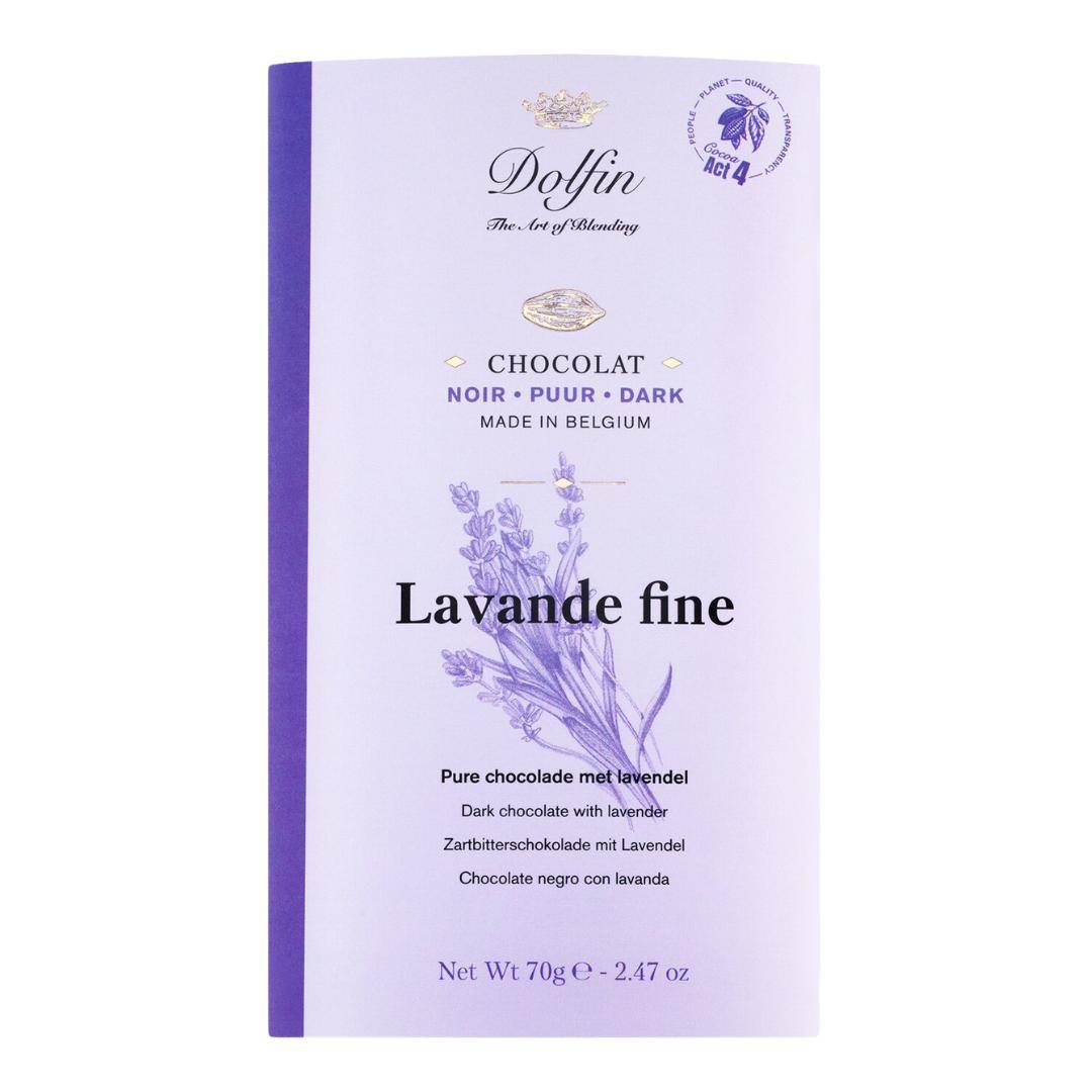 Dolfin - Zartbitterschokolade mit Lavendel, 70 g Stück