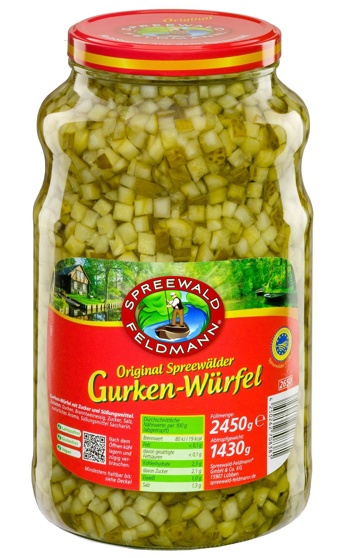 Spreewald - Gurken-Würfel, 2450 g Glas
