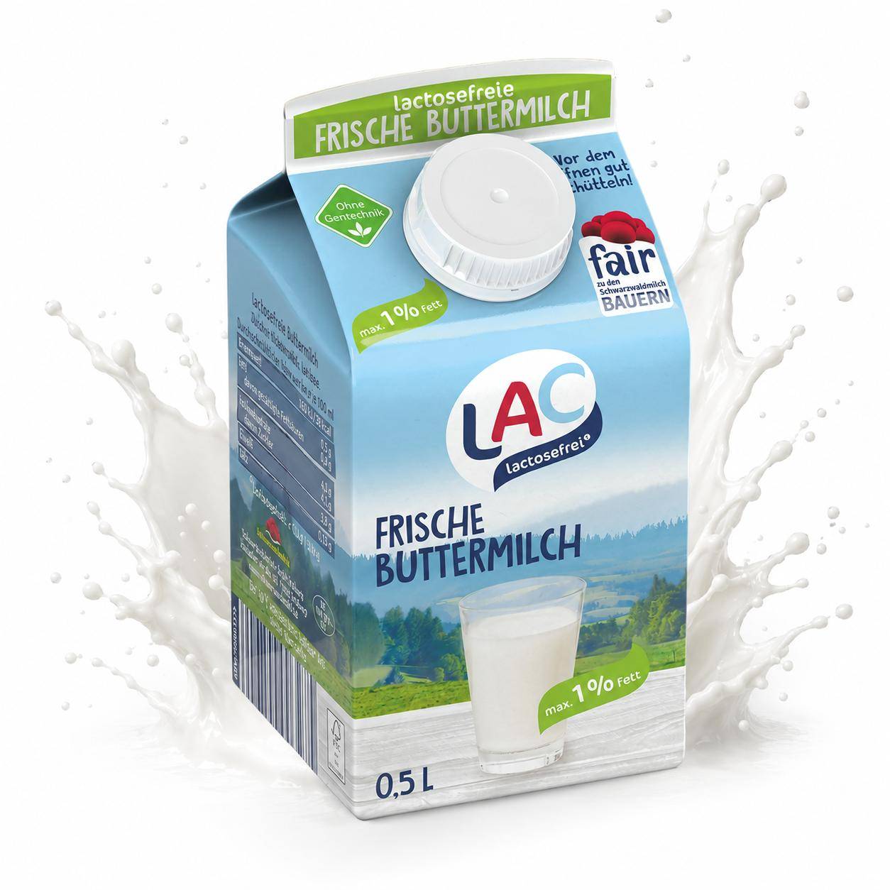 LAC - lactosefreie frische Buttermilch 0,5%, 10 x 0,5 kg