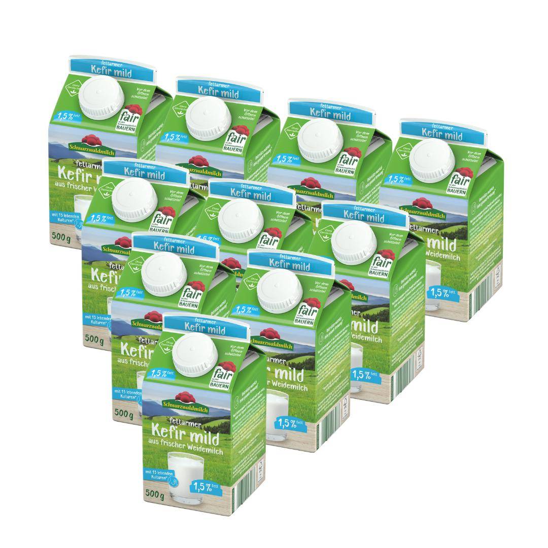 Schwarzwaldmilch - Weide fettarmer Kefir mild, 1,5%, 10 x 0,5 L Schwarzwaldmilch - Weide fettarmer Kefir mild, 1,5%, 10 x 0,5 L