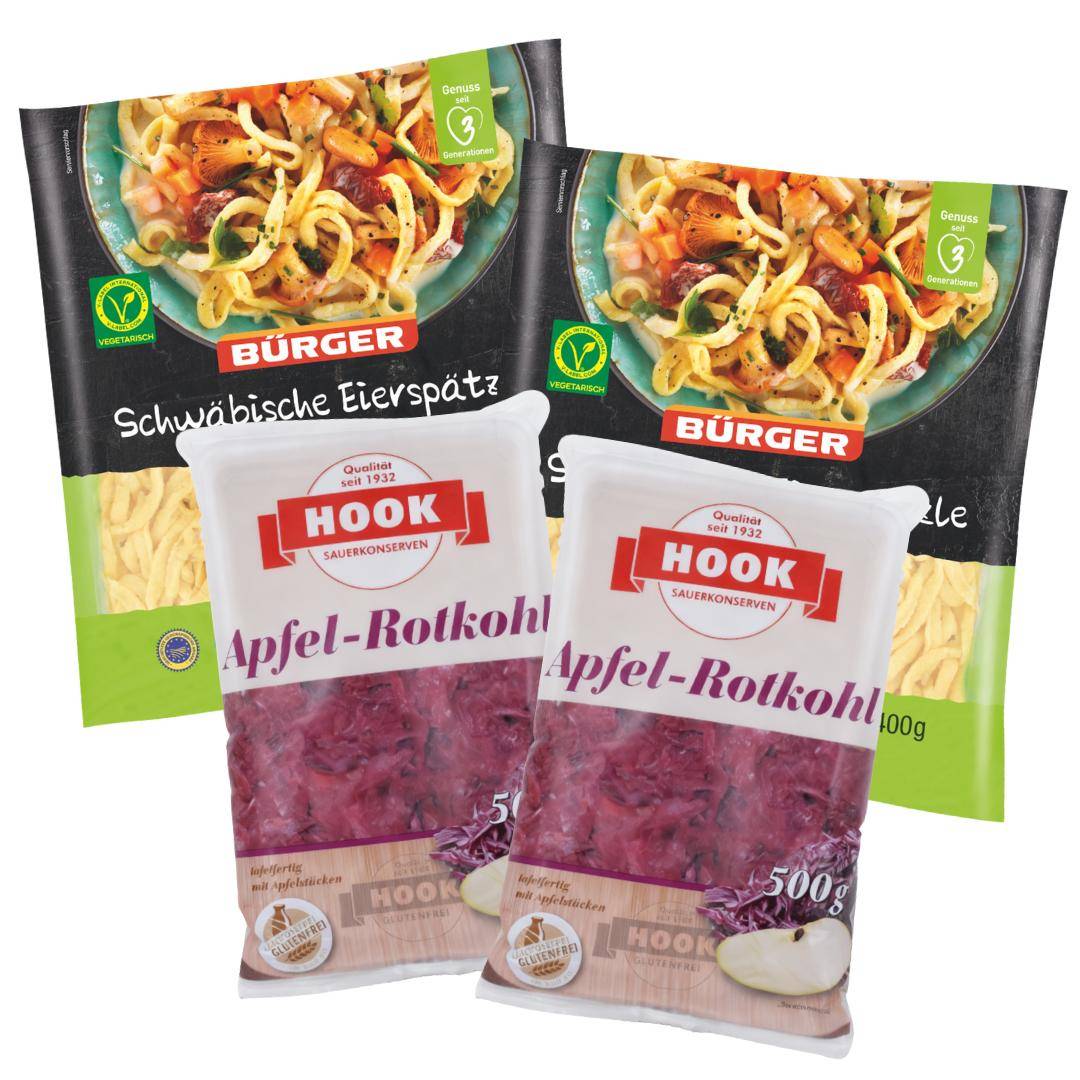 Bürger x Hook - "Festtags-Duo" - Spätzle & Rotkraut Set, klassisch & deftig