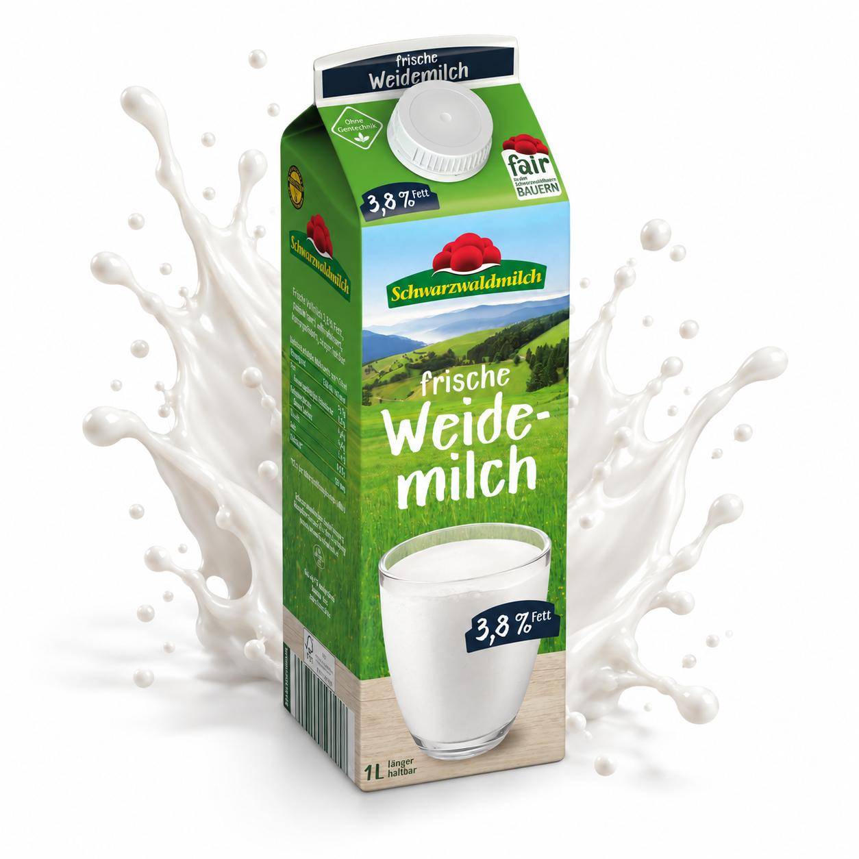 Schwarzwaldmilch - frische Weidemilch 3,8%, 10 x 1 Liter