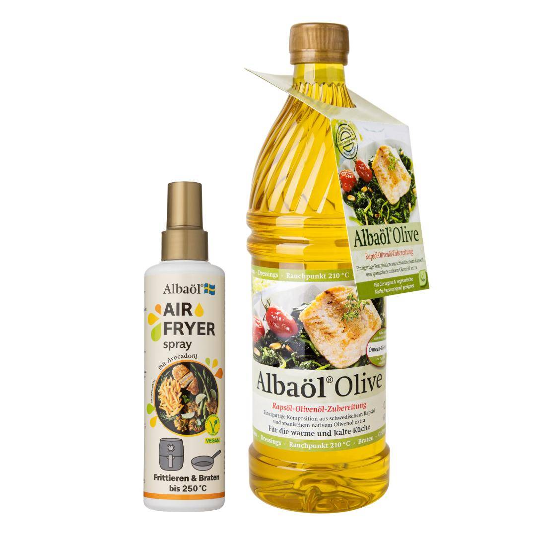 Albaöl - Air Fryer Spray, 190 ml Flasche + Albaöl Olive, 750 ml Flasche Albaöl - Air Fryer Spray, 190 ml Flasche + Albaöl Olive, 750 ml Flasche