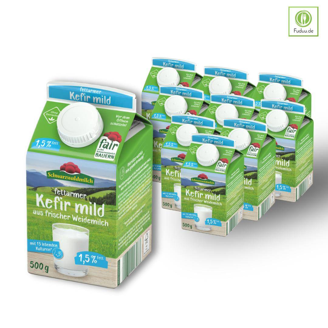 Schwarzwaldmilch - Weide fettarmer Kefir mild, 1,5%, 10 x 0,5 Liter Schwarzwaldmilch - Weide fettarmer Kefir mild, 1,5%, 10 x 0,5 Liter
